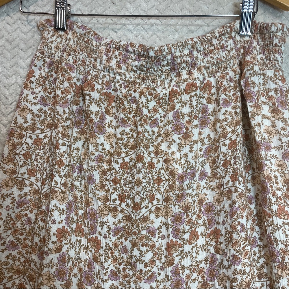 Pink Rose Cottagecore Floral HighLow Smocked Maxi Skirt large Boho Y2K Fairycore - Picture 2 of 6